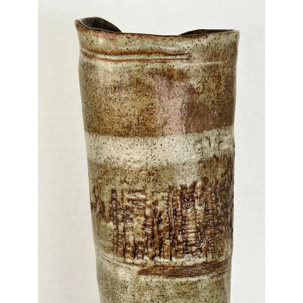 Thomas Reece Signed Art Pottery Stoneware Vase 12 1/2
